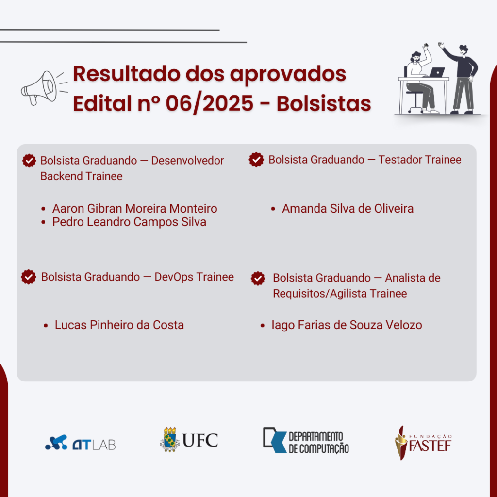Edital nº 06/2025 – Resultado dos candidatos aprovados para bolsistas em Projetos do ATLab
