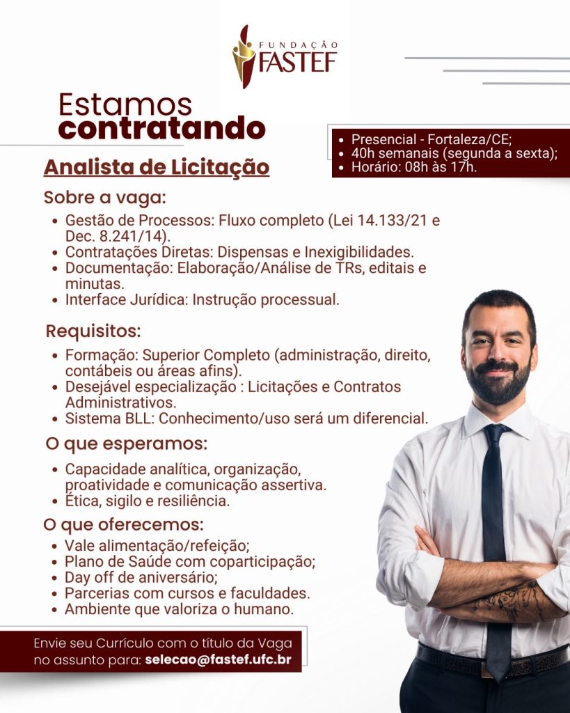 Oportunidade na FASTEF - Analista de Licitação