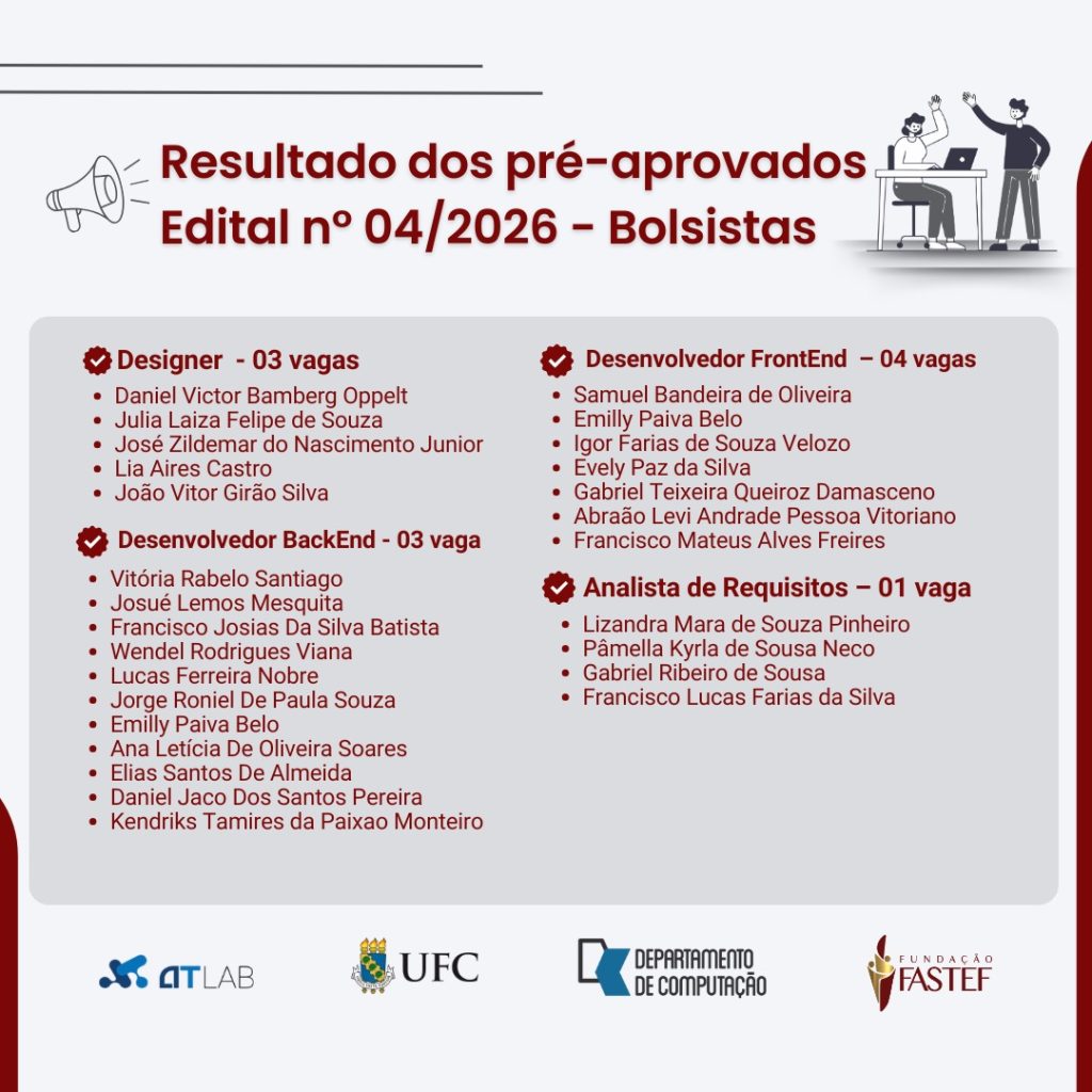 Resutado dos Candidatos Pré-Aprovados - Edital 04/2026 - Bolsisitas