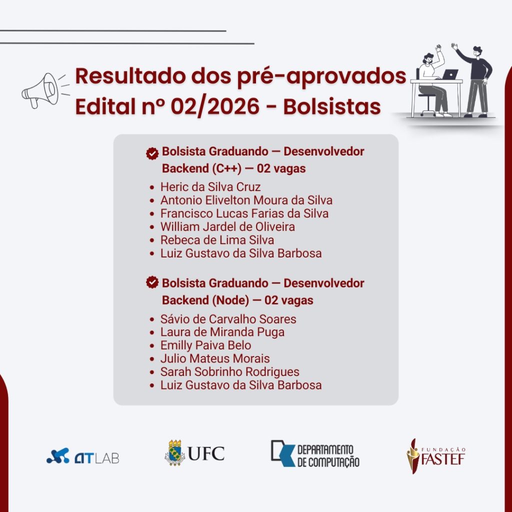 Resutado dos Candidatos Pré-Aprovados – Edital 02/2026 – Bolsistas